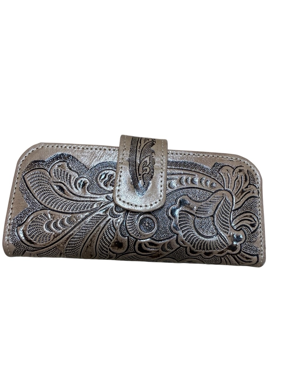 Mexican leather embossed wallet Cream